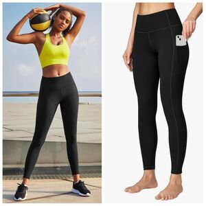 Ewedoos black brushed yoga leggings with pockets sz M